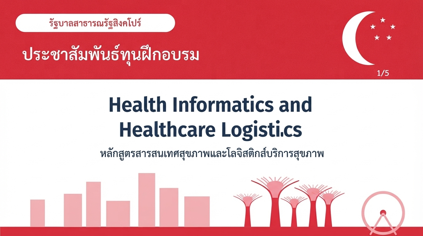 ทุนฝึกอบรมของรัฐบาลสาธารณรัฐสิงคโปร์ หลักสูตร Health Informatics and Healthcare Logistics ภายใต้ Singapore Cooperation Programme ณ สาธารณรัฐสิงคโปร์ ระหว่างวันที่ ๑-๕ มีนาคม ๒๕๗๐